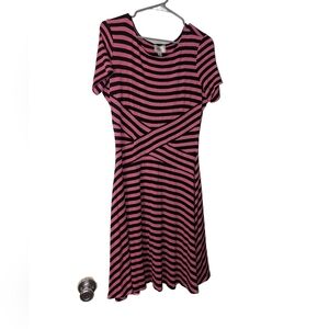 Pink and Black striped Short Sleeve Dress size large
